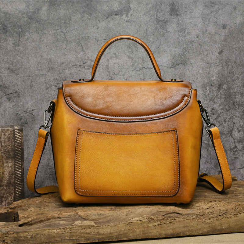 First layer cowhide multi-purpose retro embossed hand-brushed messenger bag