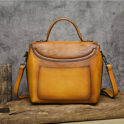 First layer cowhide multi-purpose retro embossed hand-brushed messenger bag