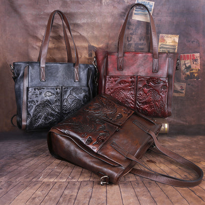 Cowhide Crossbody Bag: Vegetable Tanned, Embossed & Hand-polished