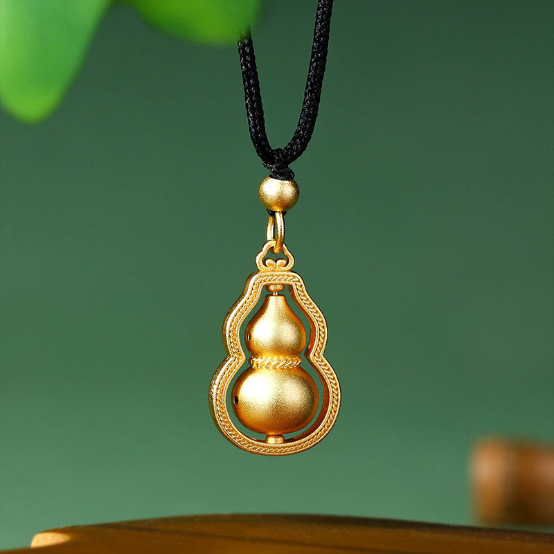 Gold Plated Fortune Double Gourd Pendant Necklace for Men and Women