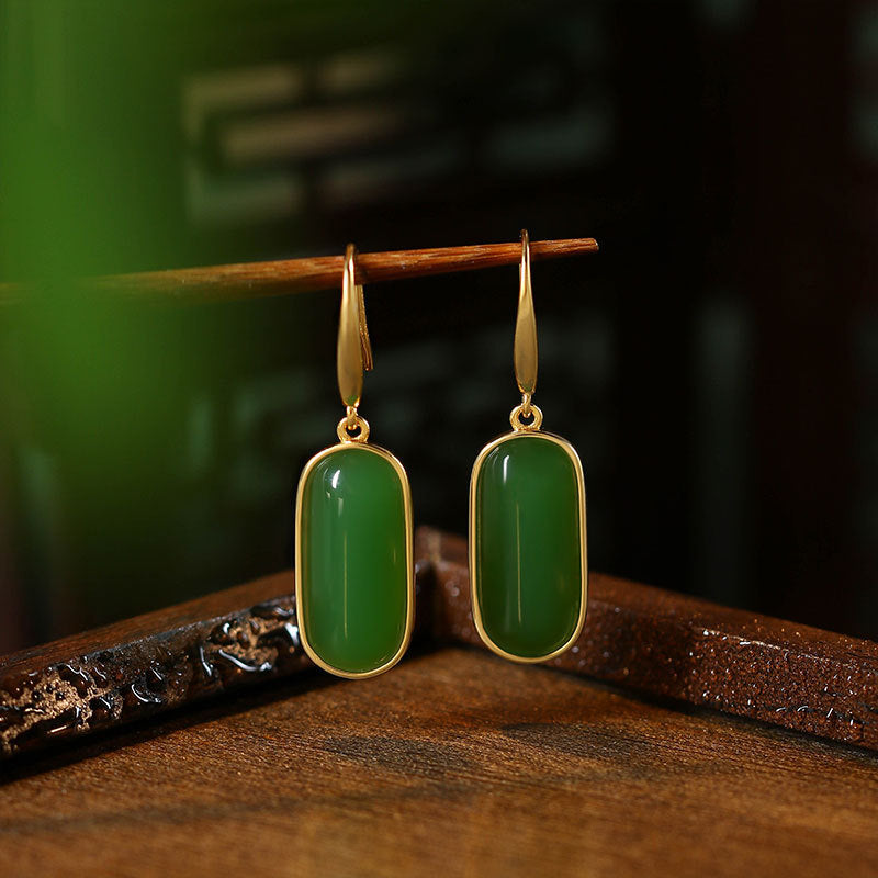 Mirror Oval Simple Design Imitation Jade Earrings for Women