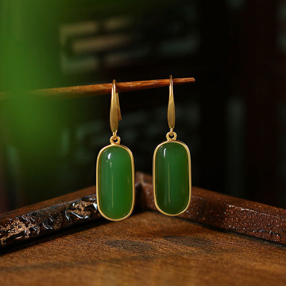Mirror Oval Simple Design Imitation Jade Earrings for Women