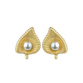 French Vintage Leaf Pearl Earrings, Simple and All-match