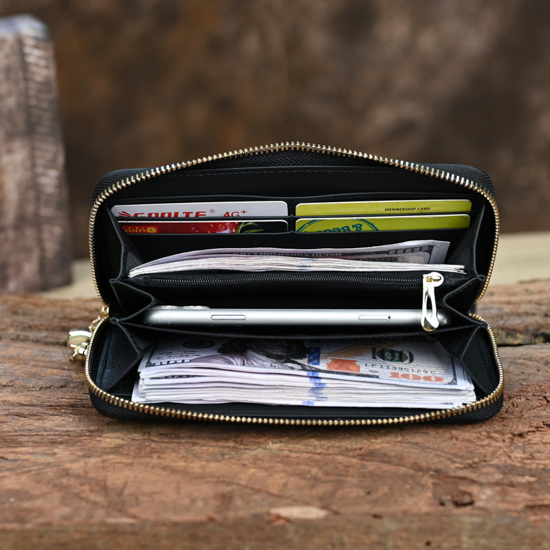 New Fashion Leather Women's Wallet - Large Capacity, First Layer Cowhide, Laser Hollow