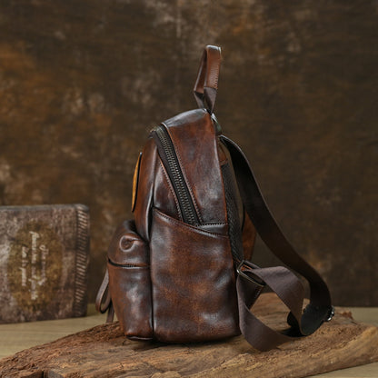 Vintage Genuine Leather Women's Multi-purpose Embossed Backpack