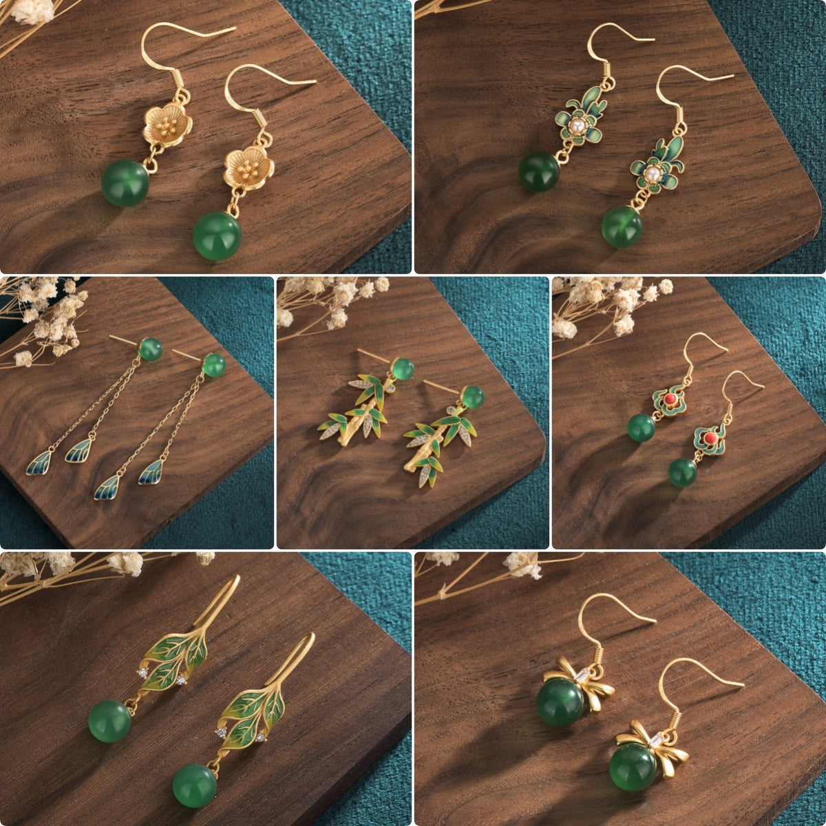 Summer Natural Chalcedony Ear Studs for Women