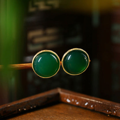 Real Gold Electroplated 925 Silver Needle Imitation Green Agate Zircon Earrings for Women