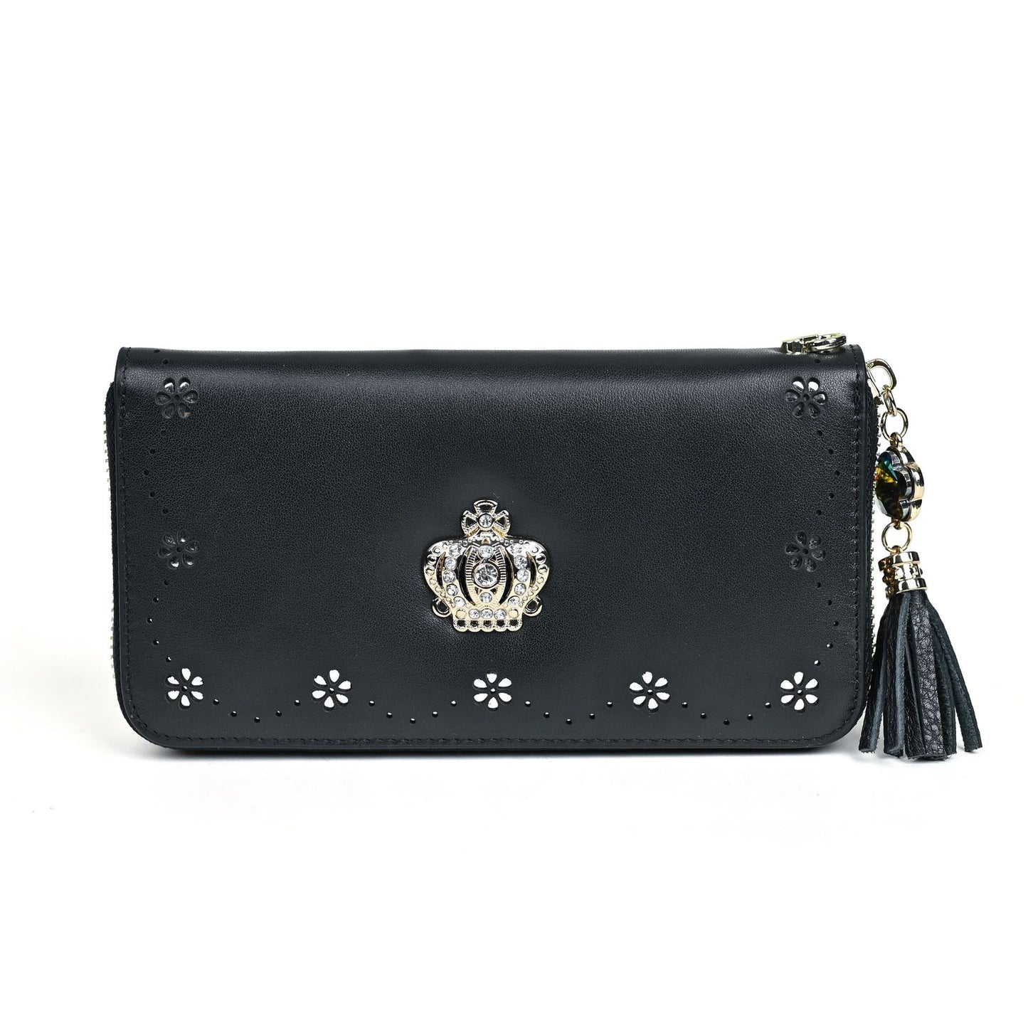 New Fashion Leather Women's Wallet - Large Capacity, First Layer Cowhide, Laser Hollow