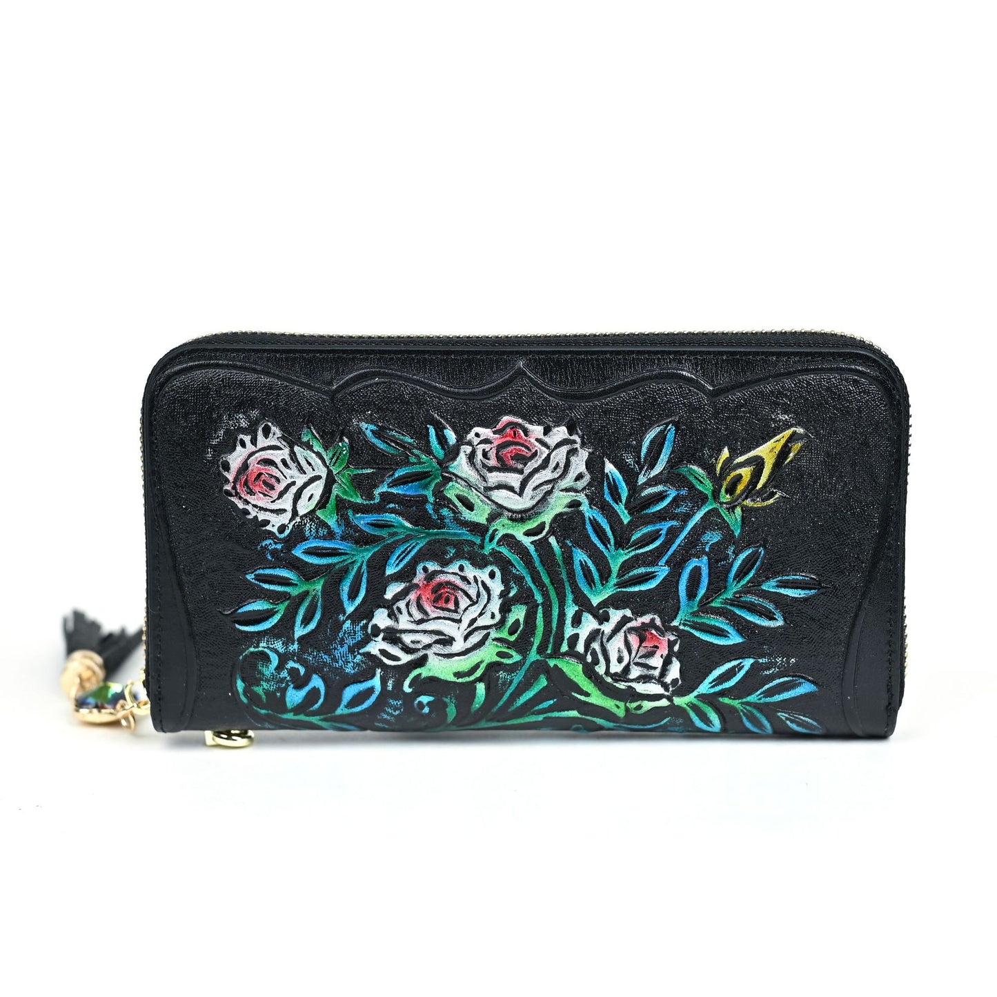 Retro Leather Wallet, Large Capacity, Multi-card, Embossed, Handmade, Colorable Zipper Bag