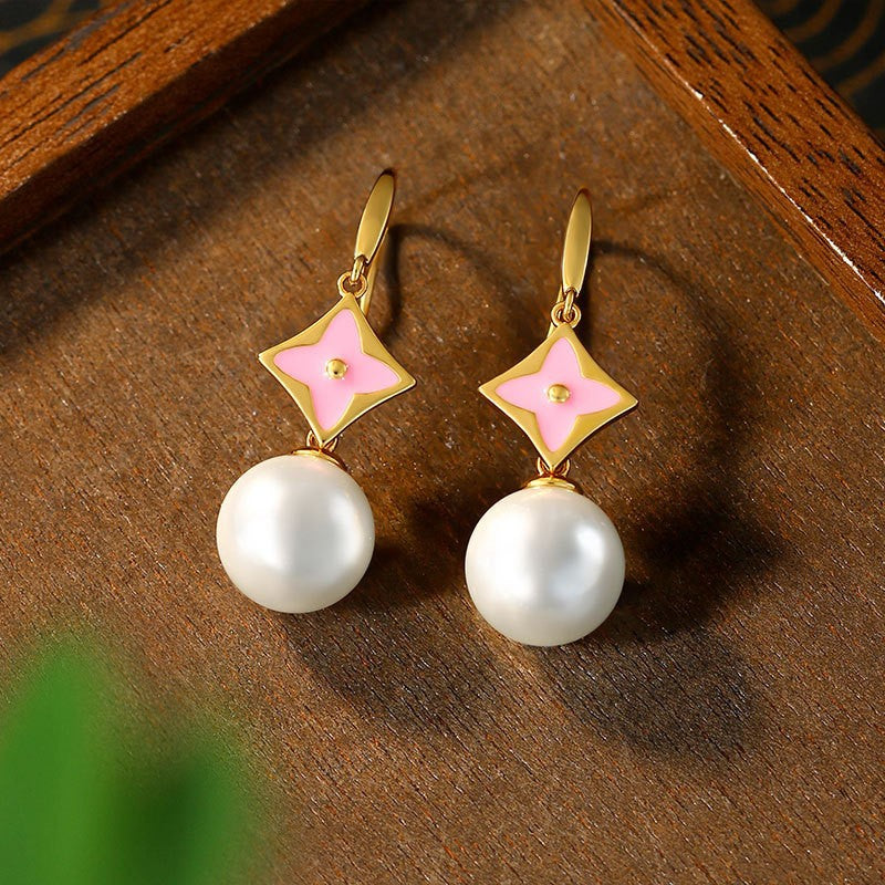Monet Garden French Retro Pearl Earrings for Women, Niche, Sweet & Cute, Elegant