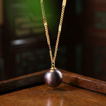 Vintage French Style Purple Pearl Women's Niche Design Bead Clavicle Chain
