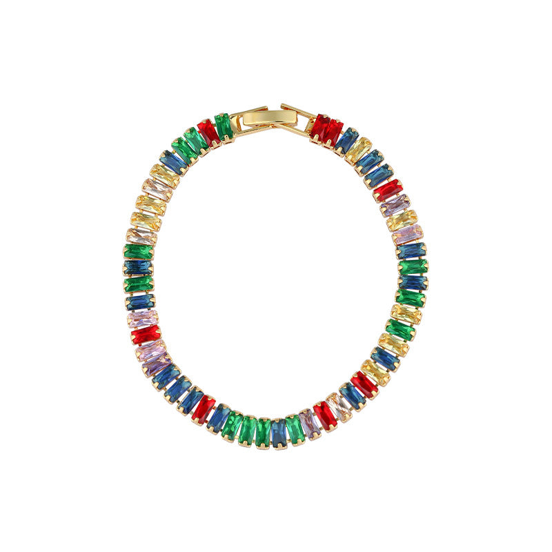 Korean-style Niche Gold-plated Zircon Imitation Tourmaline Bracelet for Women