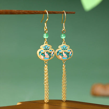 Enamel Gradient Imitation Jade Niche Earrings for Women in Summer