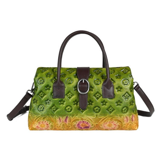 Vegetable Tanned Leather Embossed Multi-purpose Shoulder Bag