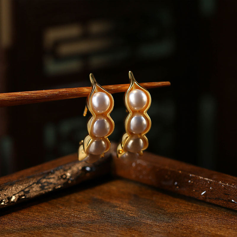 Elliot S925 Silver Gold-plated Crystal Pearl Retro Round Bead Earrings for Women
