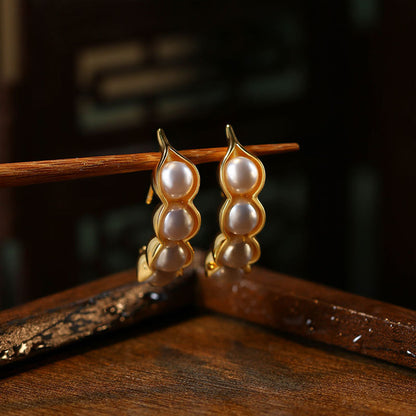 Elliot S925 Silver Gold-plated Crystal Pearl Retro Round Bead Earrings for Women