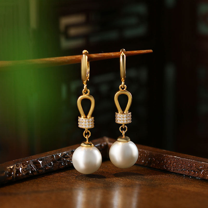 French Retro Pearl & Diamond Women's Earrings - High-end, Elegant & Sweet