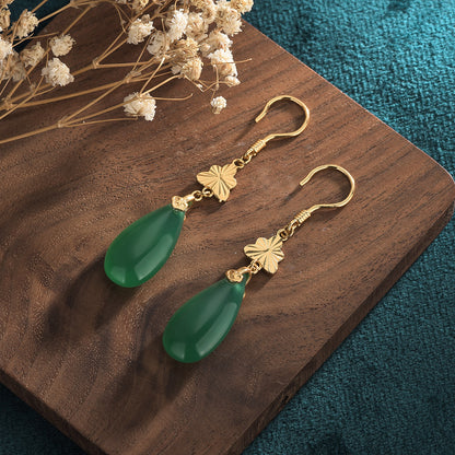 Summer Natural Chalcedony Ear Studs for Women