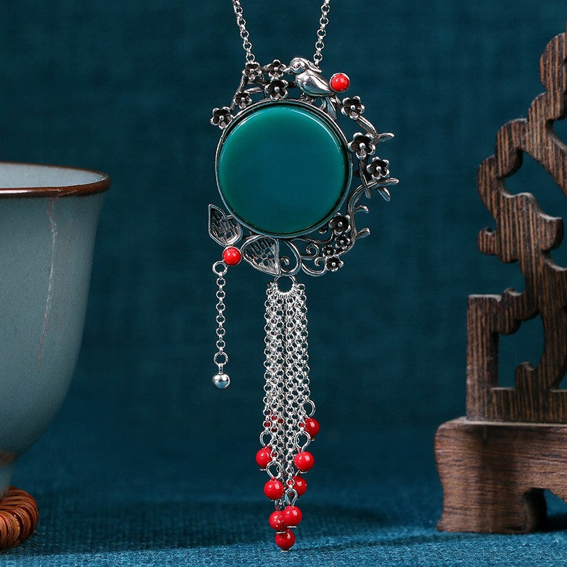 Real Gold Plated, Micro-inlaid Colored Diamond Imitation Hetian Jade Pendant Necklace for Men and Women