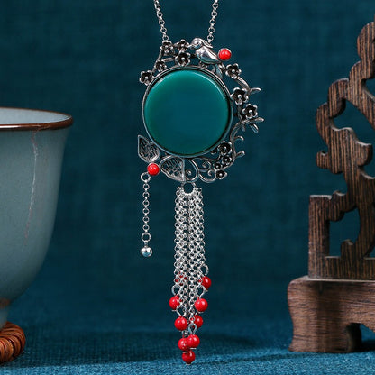 Real Gold Plated, Micro-inlaid Colored Diamond Imitation Hetian Jade Pendant Necklace for Men and Women