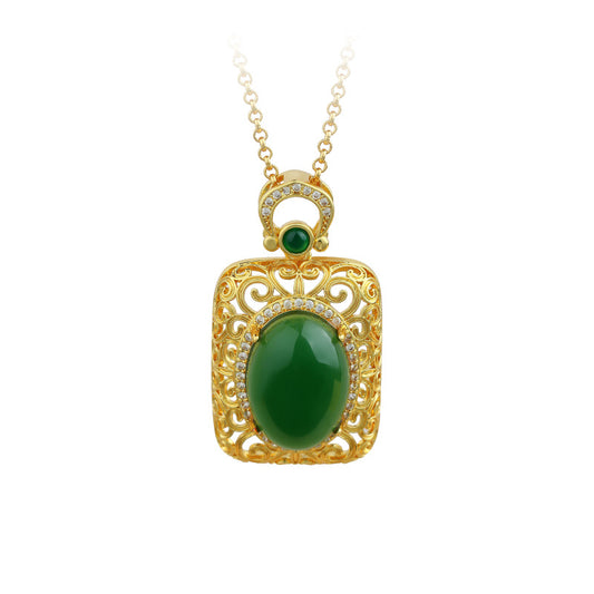 Imitation Jade Necklace Pendant, High-Sense Design for Men and Women