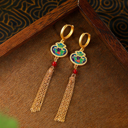 Shake Voice Ruyi Lucky Bag Tassel Earrings for Women