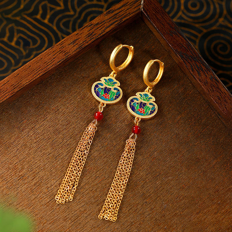 Shake Voice Ruyi Lucky Bag Tassel Earrings for Women