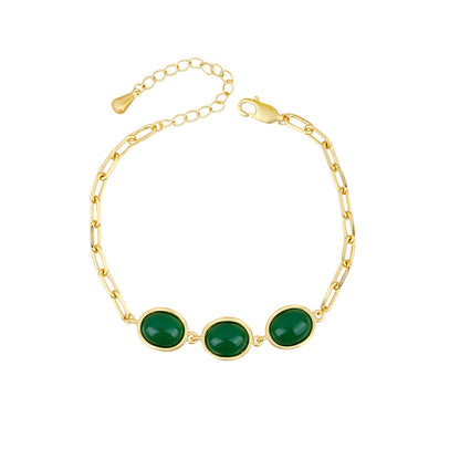 Gold-plated Imitation Hetian Jasper Hollow Bracelet, All-match