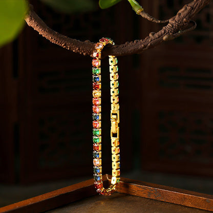 Dopamine Color ns Style Vintage Flash Diamond Zircon Bracelet for Women