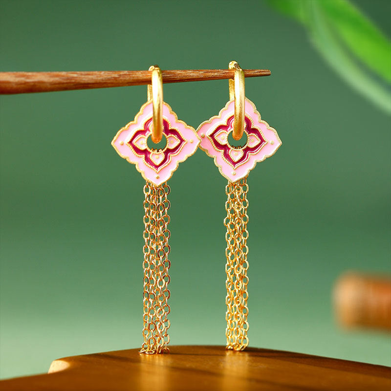 Vintage Tassel Enamel Handmade Earrings