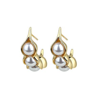Elliot S925 Silver Gold-plated Crystal Pearl Retro Round Bead Earrings for Women
