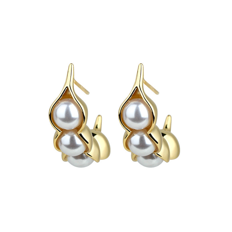 Elliot S925 Silver Gold-plated Crystal Pearl Retro Round Bead Earrings for Women