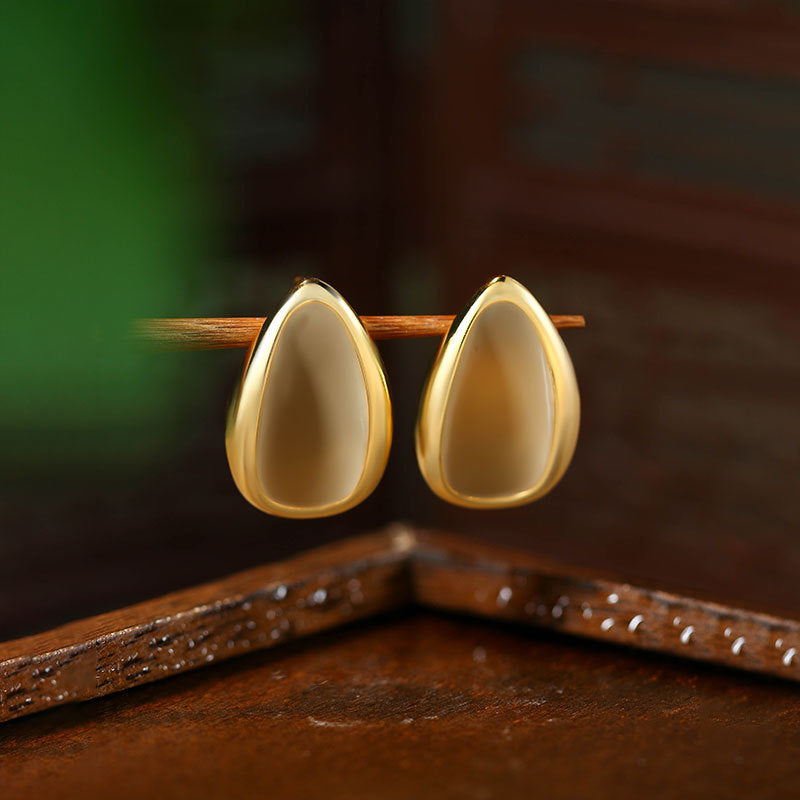 French-style 925 Silver Drop-shaped Pin Ear Studs for Women