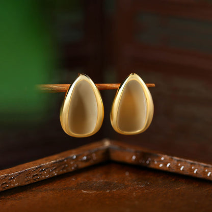 French-style 925 Silver Drop-shaped Pin Ear Studs for Women