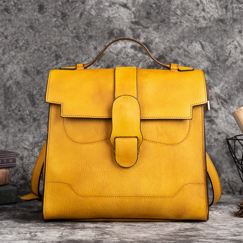 Tiktok Popular First Layer Cowhide Retro Women's Shoulder Crossbody Bag