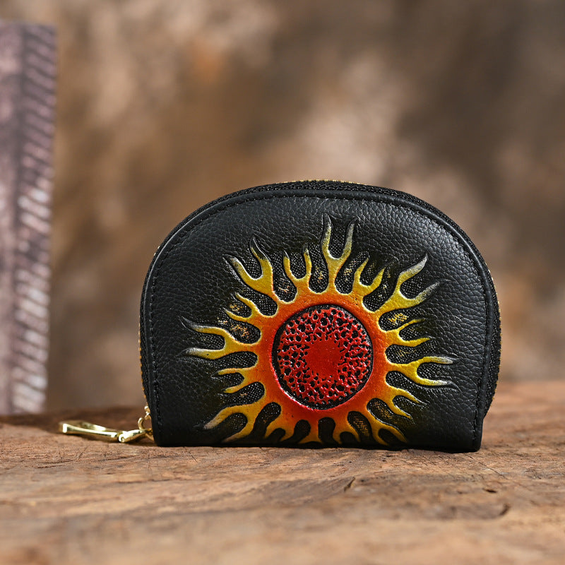Vintage Clutch Wallet - Women's Genuine Leather First Layer Cowhide Embossed Coin Purse