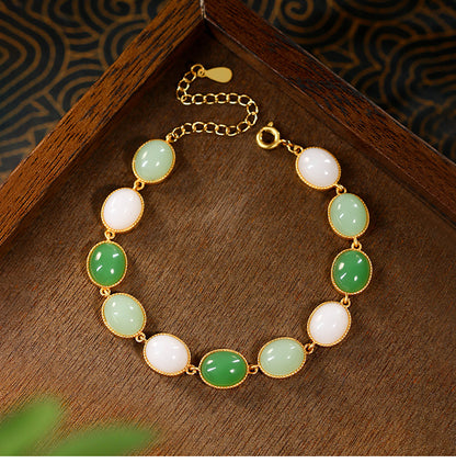 Imitation Hetian Jade Bracelet for Women - Light Luxury, Creative Design, Colorful Multi-Treasure