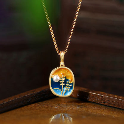 Ancient Oil Painting Style French Pearl Clavicle Chain for Women