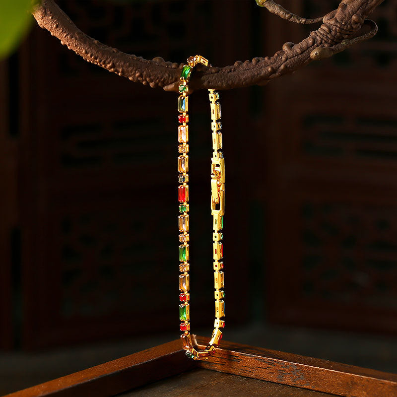 South Korea Colorful Zircon Bracelet Retro Trendy Ins Style Jewelry