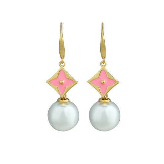 Pearl Monet Oil Painting Earrings, Baroque Style, Elegant Women's Earrings