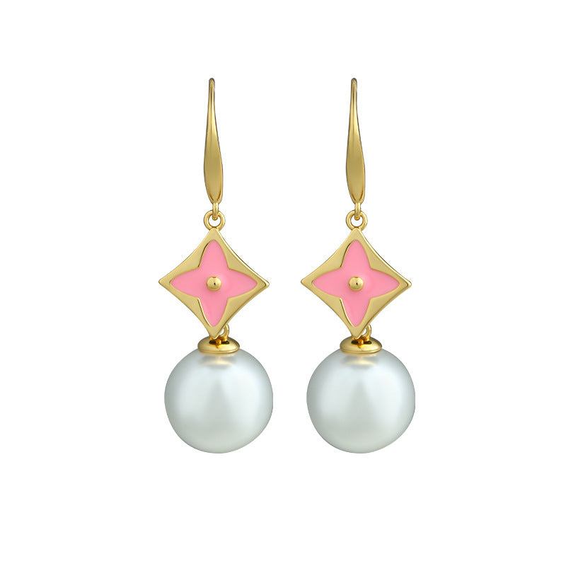 Pearl Monet Oil Painting Earrings, Baroque Style, Elegant Women's Earrings