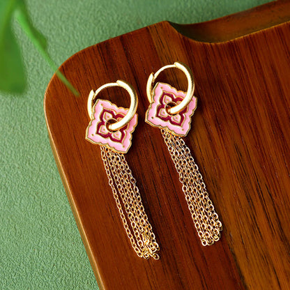 Vintage Tassel Enamel Handmade Earrings