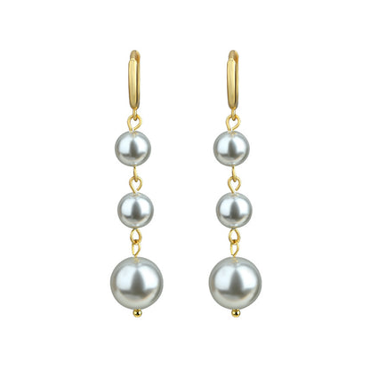 Shijia Pearl Light Luxury High Sense Beads Long Tassel Earrings