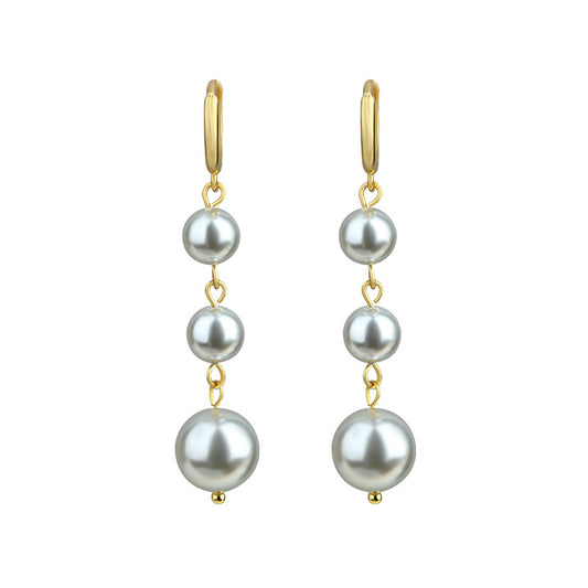 Shijia Pearl Light Luxury High Sense Beads Long Tassel Earrings
