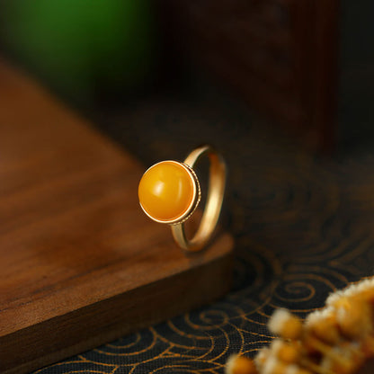 Ellison National Tide Gold-plated Imitation Beeswax Opening Women's Lucky Cloud Pattern Hollow Ring