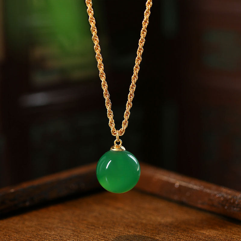 Natural Green Chalcedony Passepartout Transfer Beads Clavicle Chain