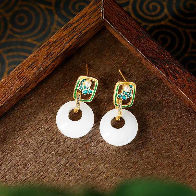 Enamel Cloisonne Niche Design Ins Light Luxury Silver Needle Earrings for Women