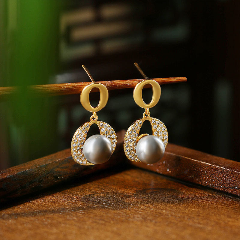 925 Silver Pin Earrings, Niche Fashion Exaggerated Baroque Pearl Earrings from South Korea Dongdaemun