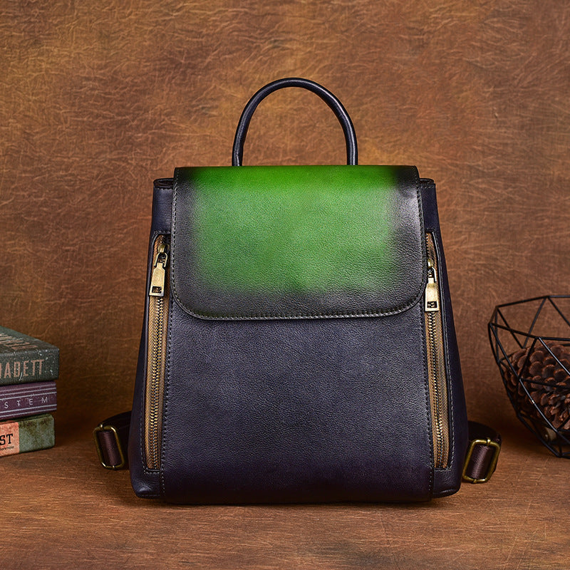 Cowhide Vintage Embossed Multi-Purpose Vegetable Tanned Leather Crossbody Bag