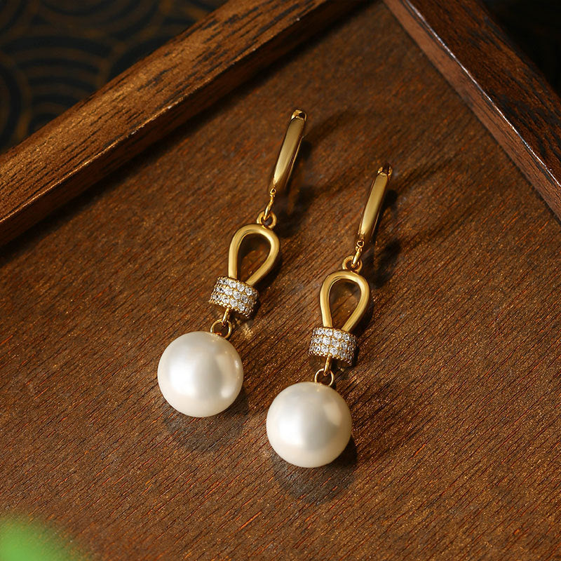 French Retro Pearl & Diamond Women's Earrings - High-end, Elegant & Sweet